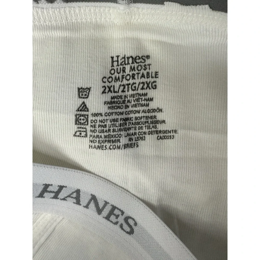Hanes Vintage Men's White Briefs Size 2XL Cotton Lot 4‎ Pair  Brand New